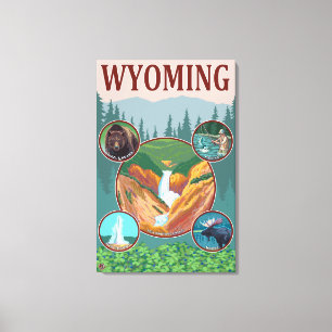 WyomingWyoming Collage Leinwanddruck