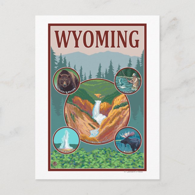 WyomingWyoming Collage Postkarte (Vorderseite)