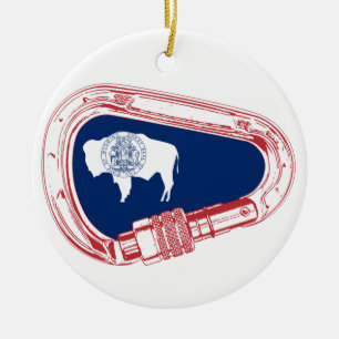 Wyomoming Flag Klettersteig Carabiner Keramik Ornament
