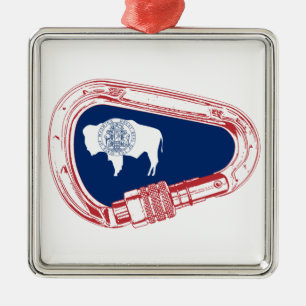 Wyomoming Flag Klettersteig Carabiner Silbernes Ornament