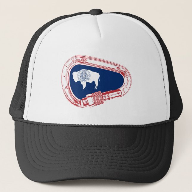 Wyomoming Flag Klettersteig Carabiner Truckerkappe (Vorderseite)