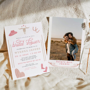 WYONONA Blush Cowgirl Letztes Rodeo Brautparty Einladung