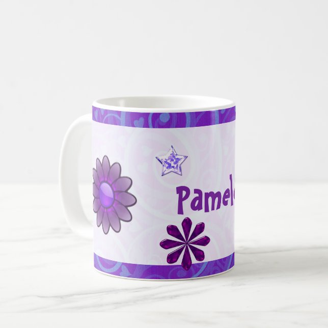 Wysteria Jeweled 3D HINZUFÜGEN IHREN NAMEN Kaffeetasse (Vorderseite Links)