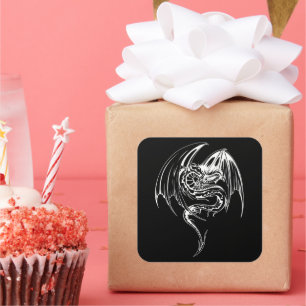 Wyvern Drachen sind Fantasy-mythologische Kreature Quadratischer Aufkleber