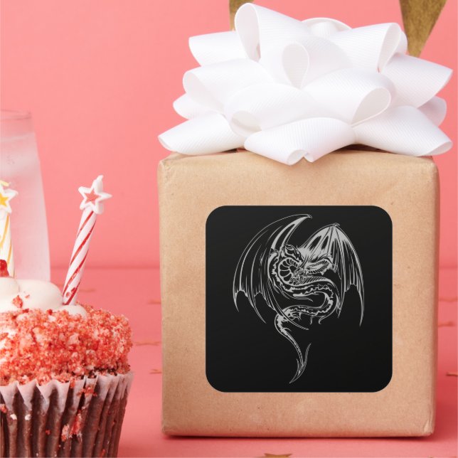 Wyvern Dragon sind Mythische Kreaturen der Fantasi Quadratischer Aufkleber (Party)