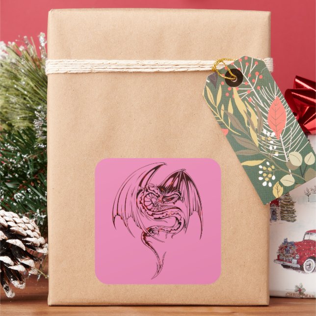 Wyvern Dragon sind Mythische Kreaturen der Fantasi Quadratischer Aufkleber (Feiertag)