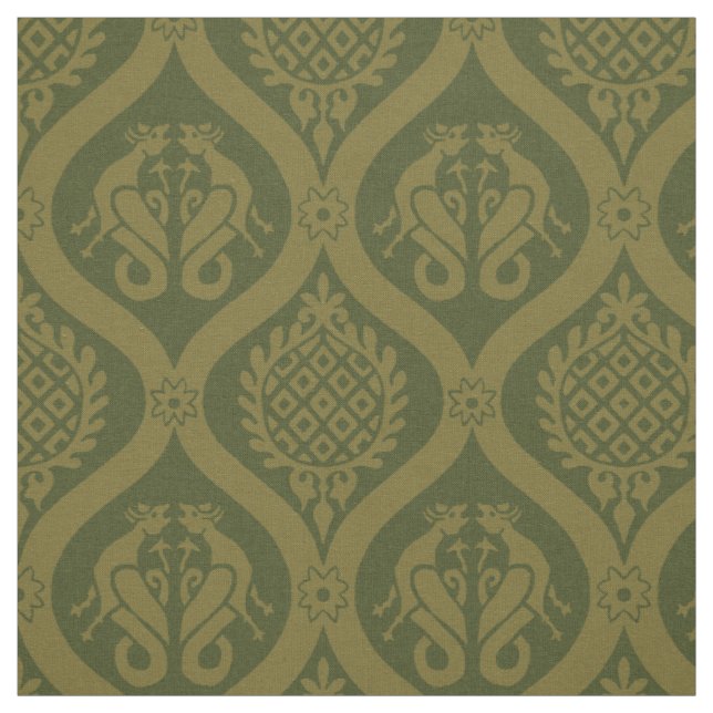 Wyvern Ogee, dunkles goldenes Olive Stoff (Muster)
