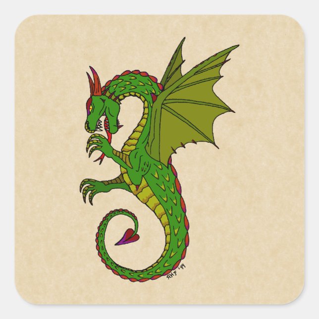 Wyvern Quadratischer Aufkleber (Vorderseite)
