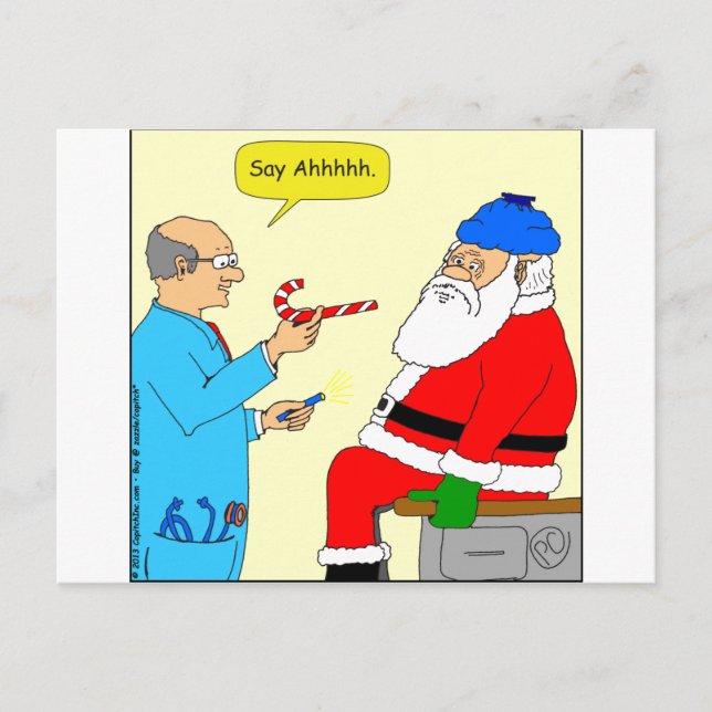 x85 Santa sagen ahhh Cartoon Feiertagspostkarte (Vorderseite)
