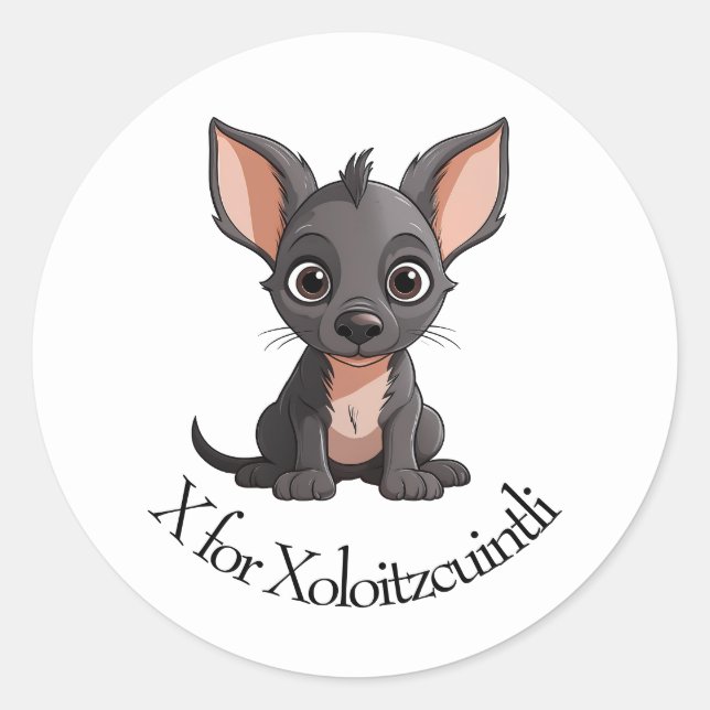 X für Xoloitzcuintli Runder Aufkleber (Vorderseite)