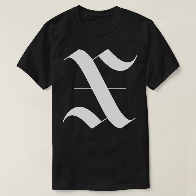 X gotische Monogramm T-Shirt (Design vorne)