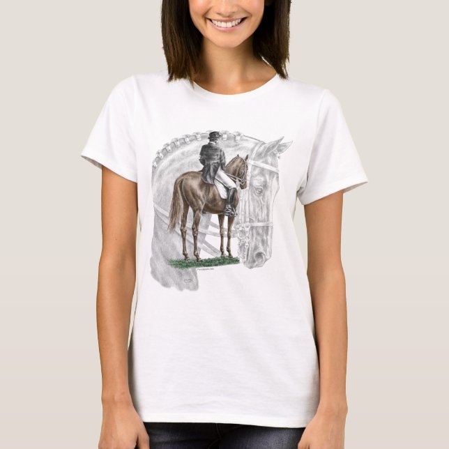 X-Halt Salute Dressage Pferd T-Shirt (Vorderseite)