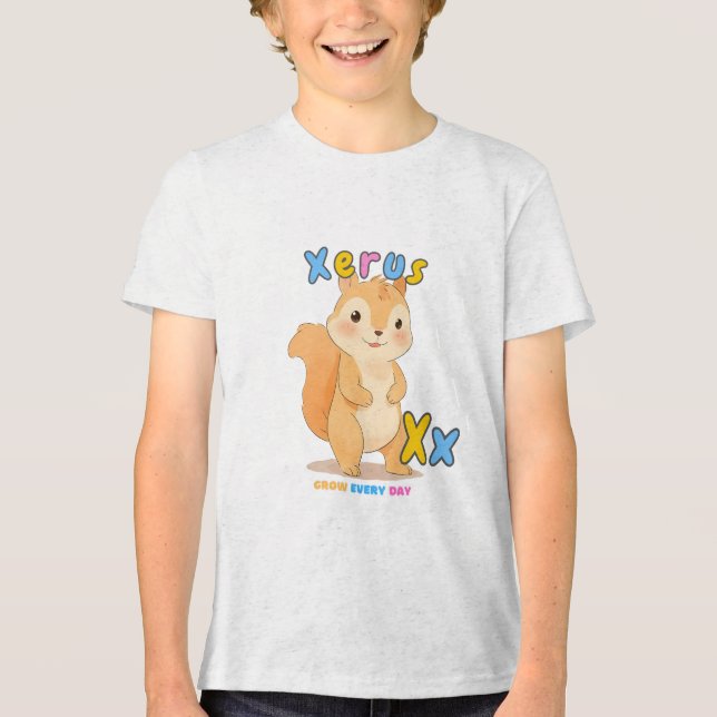 “X is for Xerus” Alphabet Tee – Grow Every Day (Vorderseite)