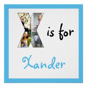 X ist für Name Blue Foto Poster
