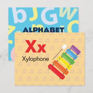 X ist für Xylophone - Alphabet Flash Card Postkarte