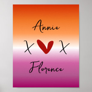X Liebe X Sonnenuntergang Lesbenflagge Poster