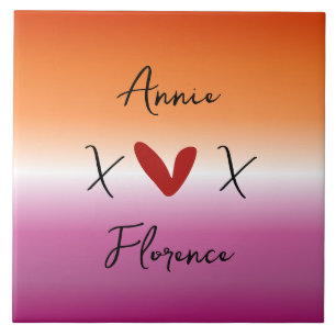 X Love X Sonnenuntergang Lesbenflagge Keramikflies Fliese