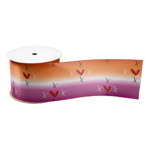 X Love X Sonnenuntergang Lesbenflagge Satinband
