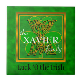 X "Luck of the Irish" Family Custom Monogram Tile Fliese