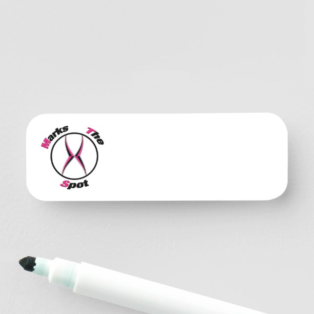 X markiert den Punkt Namensschild (Beispiel)