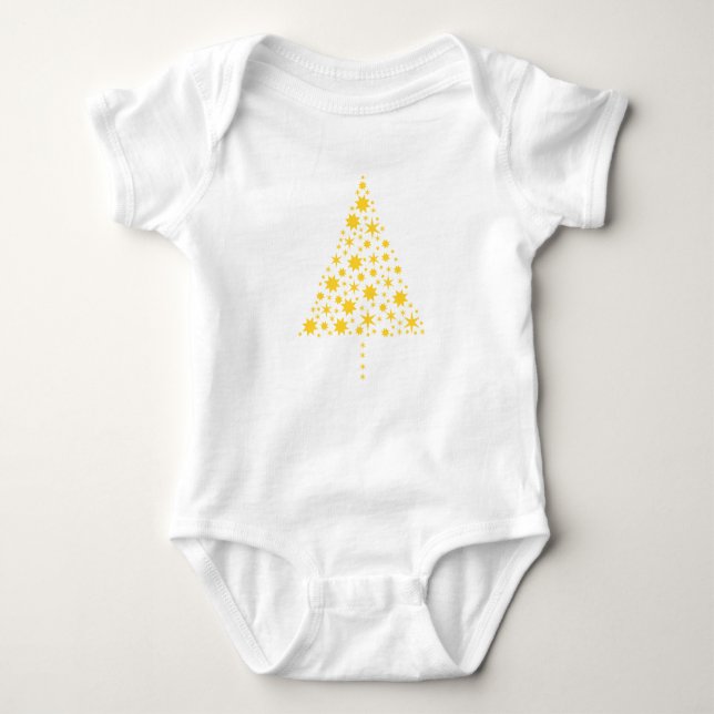 X-mas Baby goldener Weihnachtsbaum Baby Strampler (Vorderseite)