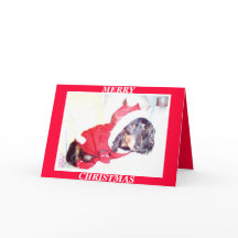 X MAS CHRISTMAS CARDS - HEIDI PUP - DASCHUND MINI