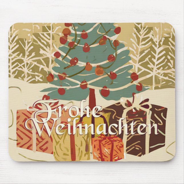 X-Mas Motiv, mit Geschenken unterm Weihnachtsbaum Mousepad (Vorne)