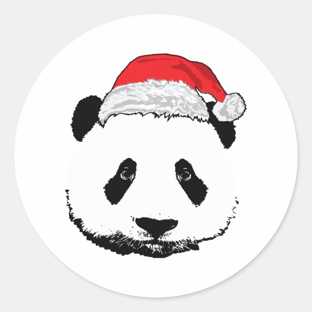 X-Mas panda Runder Aufkleber (Vorderseite)