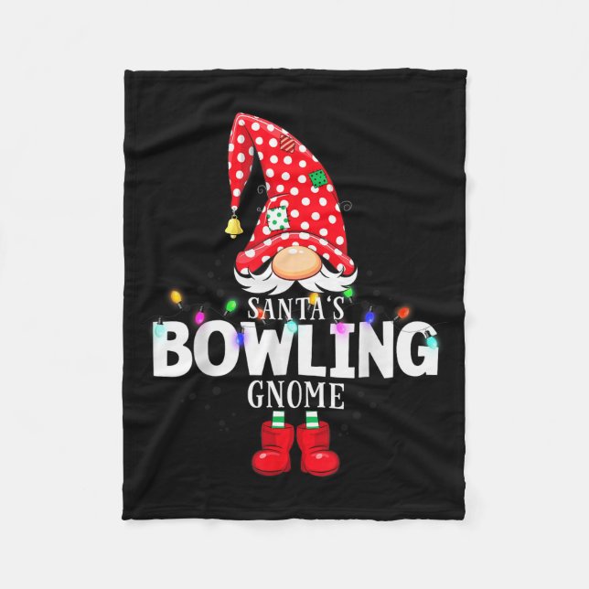 X-mas Santa's Bowling Gnome Christmas Matching  Fleecedecke (Vorderseite)