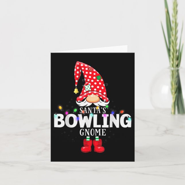 X-mas Santa's Bowling Gnome Christmas Matching  Karte (Vorderseite)