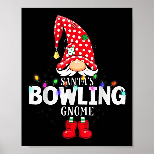 X-mas Santa's Bowling Gnome Christmas Matching  Poster (Vorne)