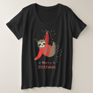 X Mas Sloth Reindeer Moose Fairy Light Ornament Ha Große Größe T-Shirt