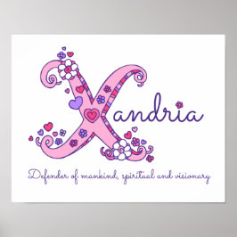 X monogram art Xandria girls name meint poster