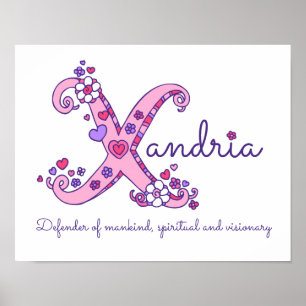 X monogram art Xandria girls name meint poster
