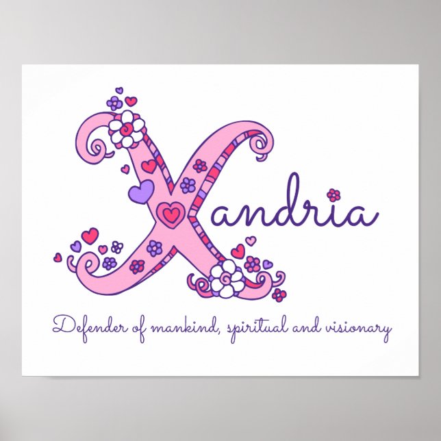 X monogram art Xandria girls name meint poster (Vorne)