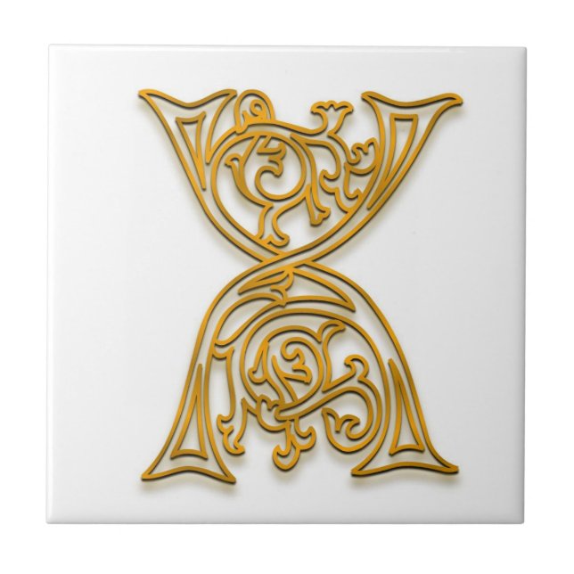 X Monogram "Irish Gold" Keramik Tile Fliese (Vorderseite)