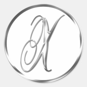 X Monogramm Imitate Silberumschlag oder Günstige S Runder Aufkleber