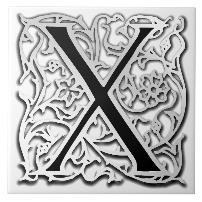 X Monogramm Keramik "Silver Besque" Fliese (Vorderseite)