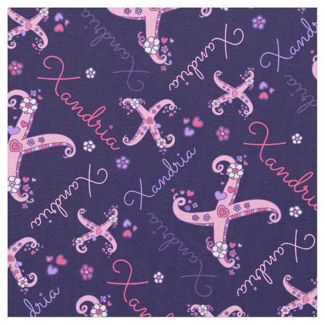 X Monogramm und personalisierte Bezeichnung Willow Stoff (Nahaufnahme)