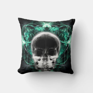 X-Ray Butterfly Fraktal Skull - Aquamarin Kissen