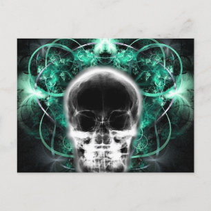 X-Ray Butterfly Fraktal Skull - Aquamarin Postkarte
