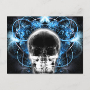 X-Ray Butterfly Fraktal Skull - Blau Postkarte