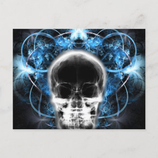 X-Ray Butterfly Fraktal Skull - Blau Postkarte