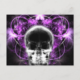 X-Ray Butterfly Fraktal Skull - Fuchsia Postkarte
