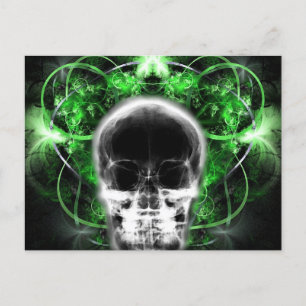 X-Ray Butterfly Fraktal Skull - Green Postkarte