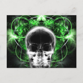 X-Ray Butterfly Fraktal Skull - Green Postkarte