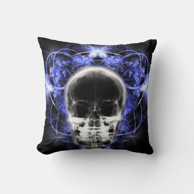 X-Ray Butterfly Fraktal Skull - Indigo Kissen (Vorderseite)