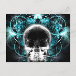 X-Ray Butterfly Fraktal Skull - Light Blue Postkarte