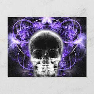 X-Ray Butterfly Fraktal Skull - Lila Postkarte