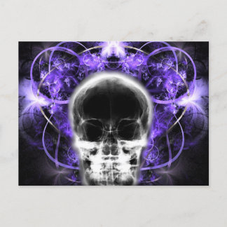 X-Ray Butterfly Fraktal Skull - Lila Postkarte